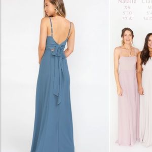 Mumu Weddings - Bridesmaids dress in slate blue chiffon